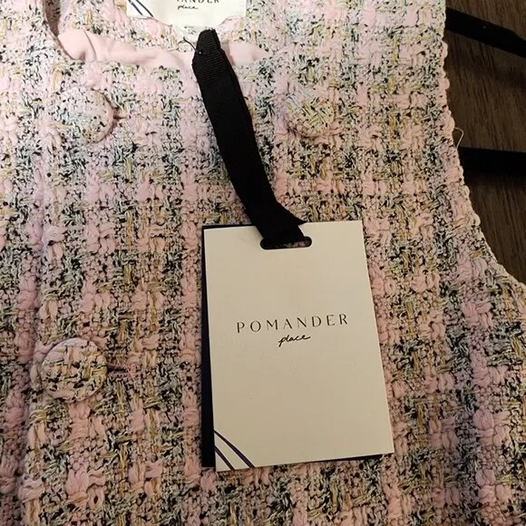 Pomander Place Tweed Bianca Dress NWT Pink XS
