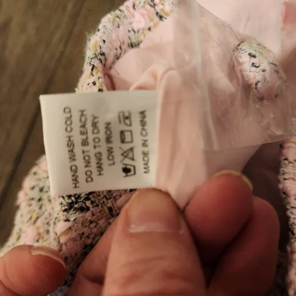 Pomander Place Tweed Bianca Dress NWT Pink XS