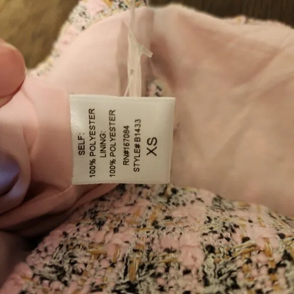 Pomander Place Tweed Bianca Dress NWT Pink XS