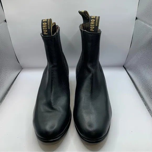 POTRO SALVAJE Mexican Charro Black Leather Boots Men's Size 8.5 USA 27 Chelsea