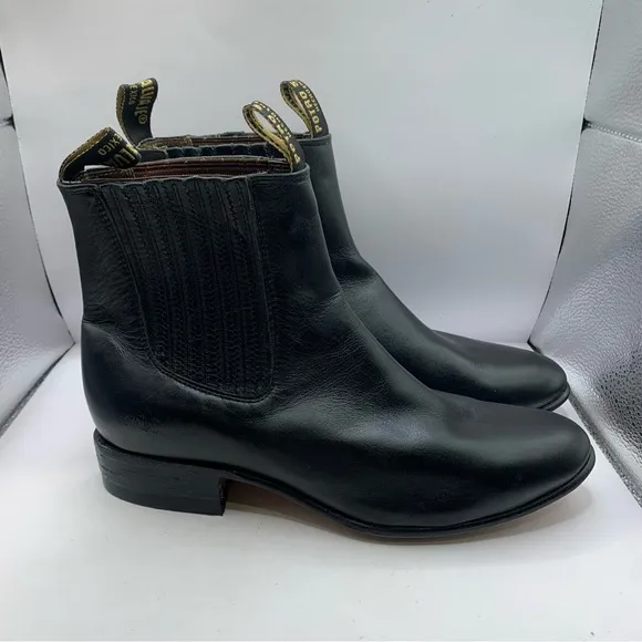 POTRO SALVAJE Mexican Charro Black Leather Boots Men's Size 8.5 USA 27 Chelsea