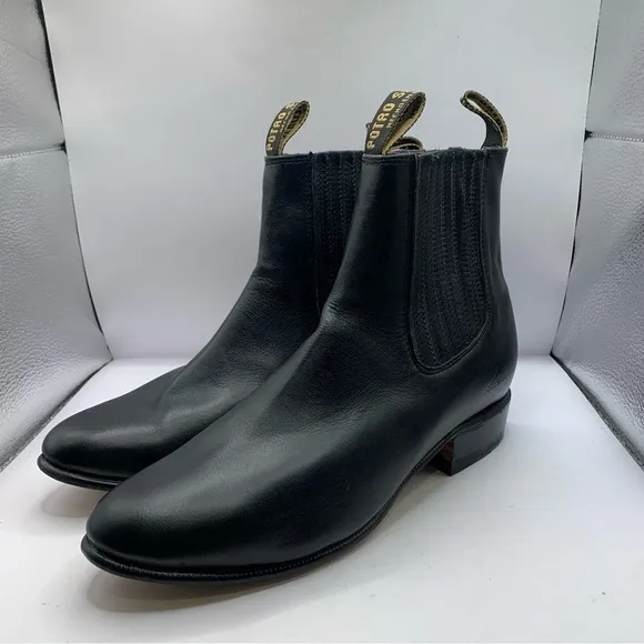 POTRO SALVAJE Mexican Charro Black Leather Boots Men's Size 8.5 USA 27 Chelsea