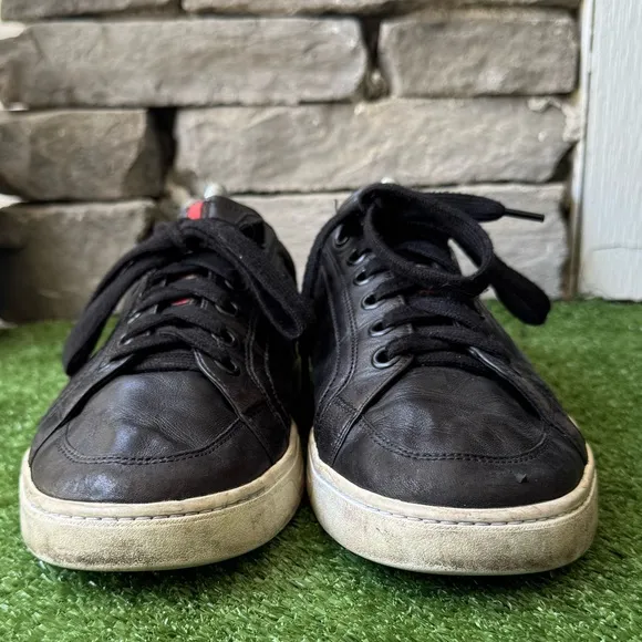 Prada 4E 2603 Low Top Black Leather Mens Sneakers