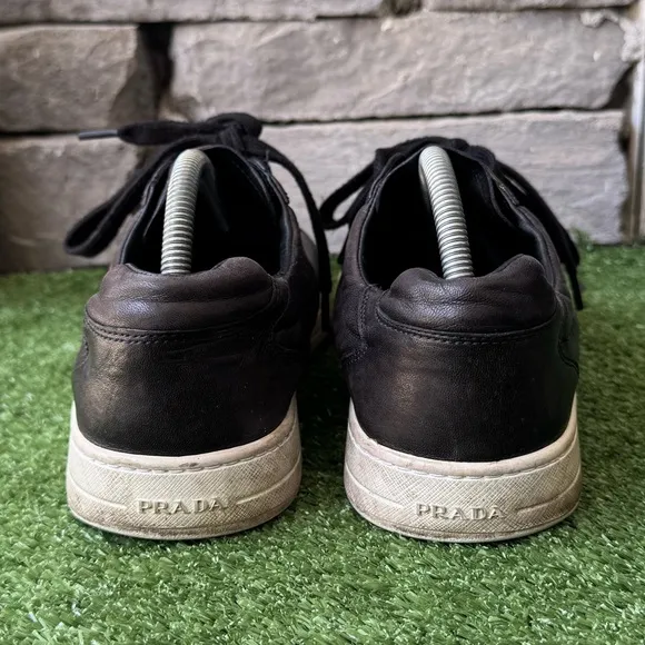 Prada 4E 2603 Low Top Black Leather Mens Sneakers