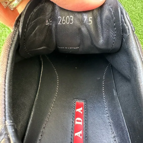 Prada 4E 2603 Low Top Black Leather Mens Sneakers