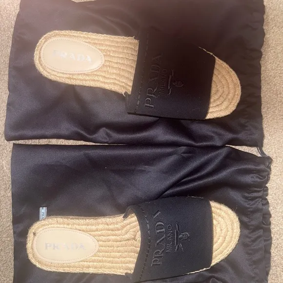 Prada Black and Tan Sandals