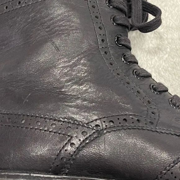 Prada Black Leather Combat Boots Size 7