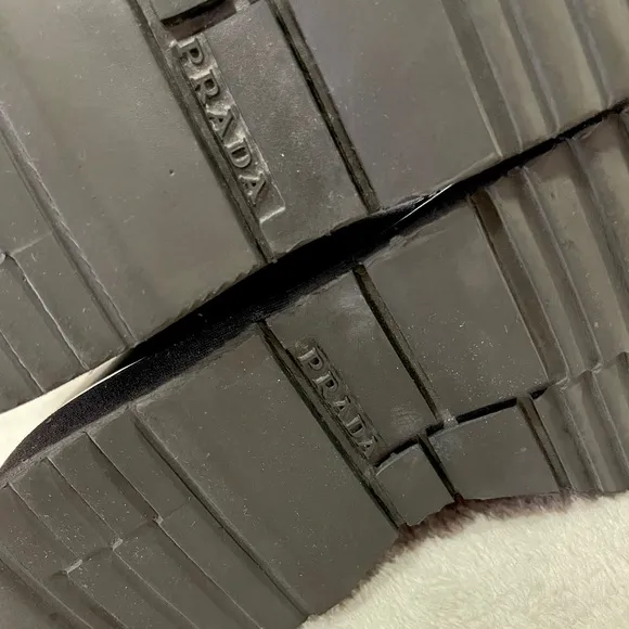 Prada Black Leather Combat Boots Size 7