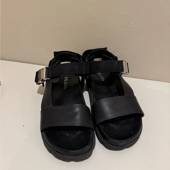 PRADA buckle detailed leather sandals
