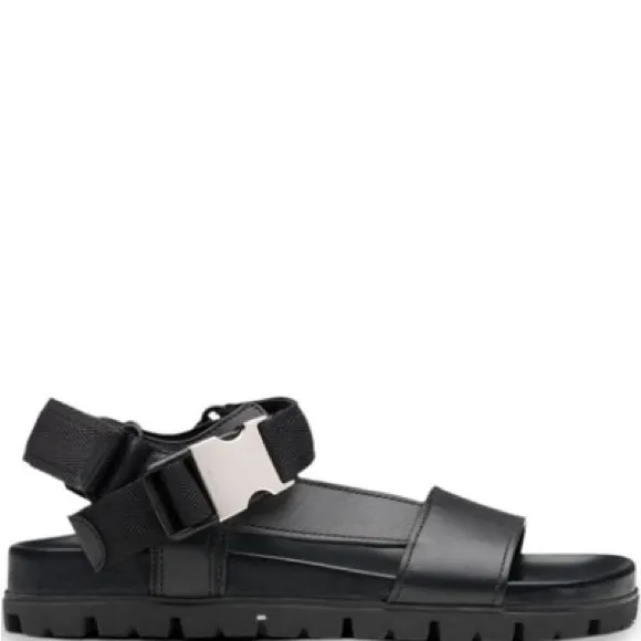 PRADA buckle detailed leather sandals