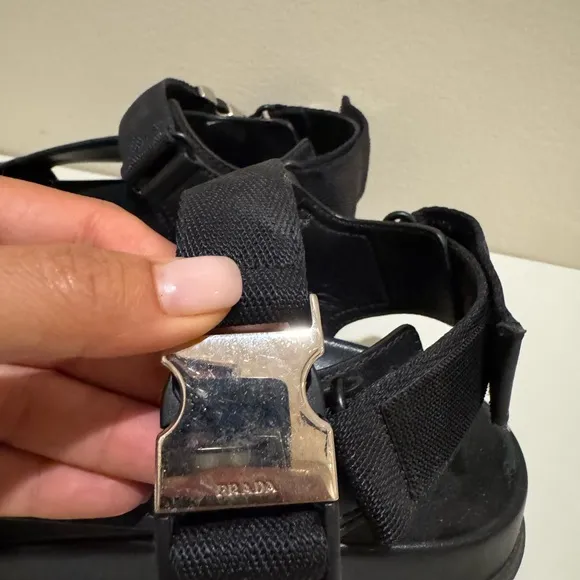 PRADA buckle detailed leather sandals