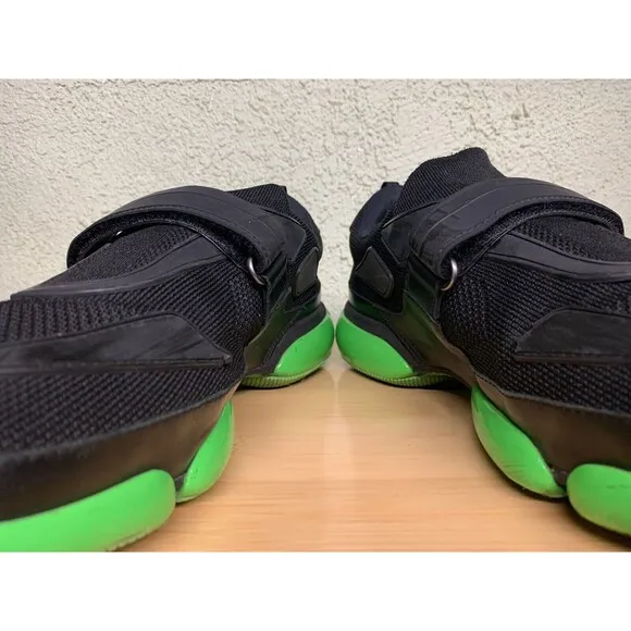 PRADA Cloudbust logo rubber strapped low top sneakers Black and lime green Sz 10
