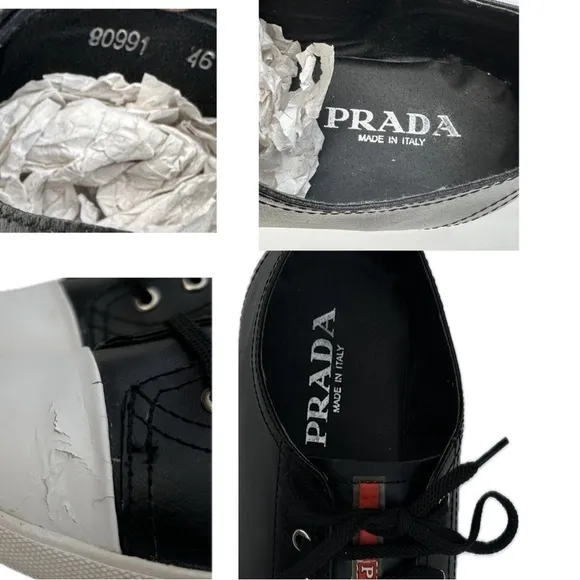 PRADA Low Top Leather Sneakers 90991 46/US 12
