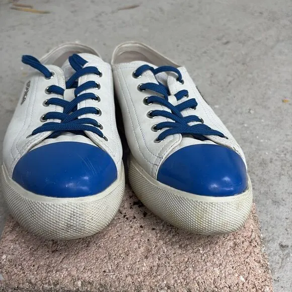 Prada low top leather sneakers