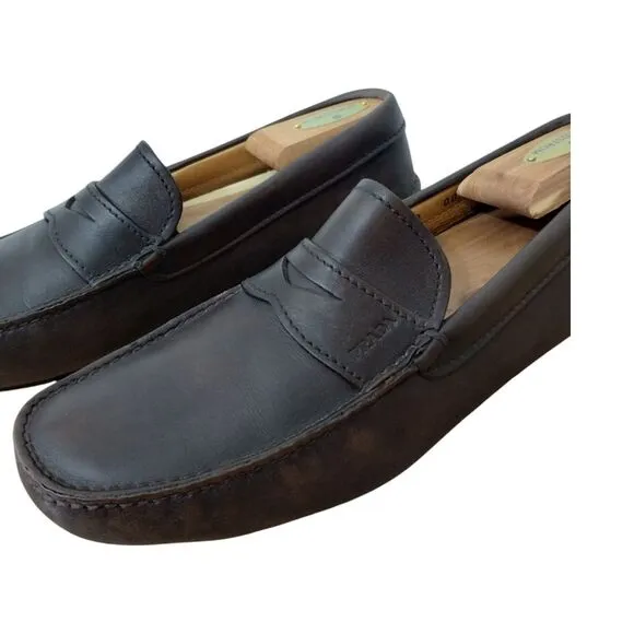 PRADA Men's Leather Slip On‎ Driving Moccasins Loafer Size 7.5 Brown 2DD 001