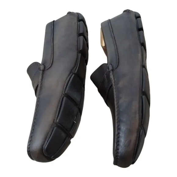 PRADA Men's Leather Slip On‎ Driving Moccasins Loafer Size 7.5 Brown 2DD 001