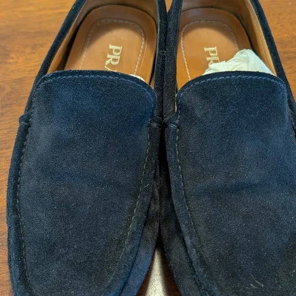 PRADA Navy Blue Suede Silver Bit Driving Shoes Loafers Mens UK 5 US 6 EU 39