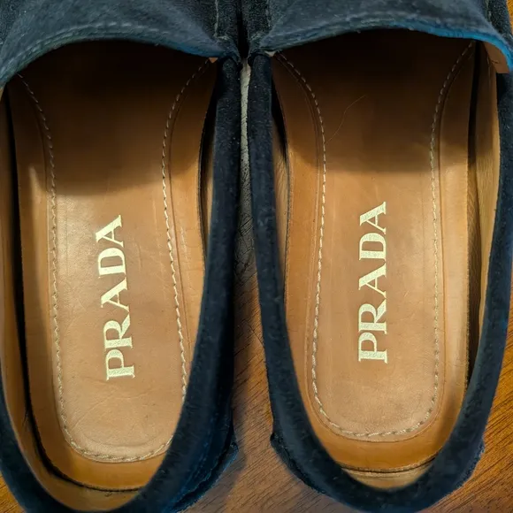 PRADA Navy Blue Suede Silver Bit Driving Shoes Loafers Mens UK 5 US 6 EU 39
