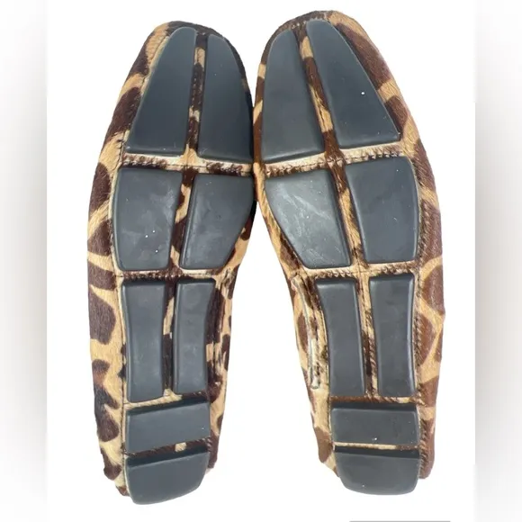 Prada Womens 35.5 US 5.5 Pony Hair Giraffe Print Driving Loafers Shoes