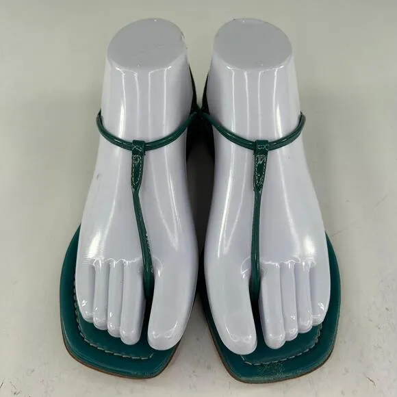 Prada Womens T-Strap Thong Sandals US 5 Turquoise Blue Flat Shoes Ankle Strap