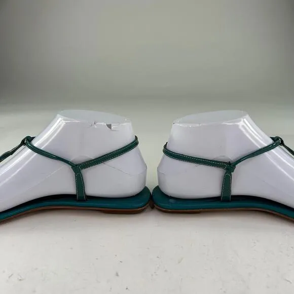 Prada Womens T-Strap Thong Sandals US 5 Turquoise Blue Flat Shoes Ankle Strap