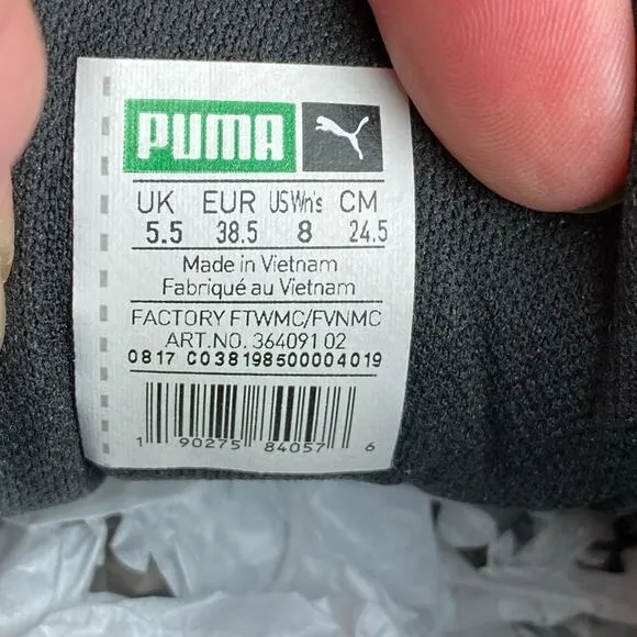 Puma Basket Classic Floral Lace Lace Up Platform Sneakers Sz 8 Black