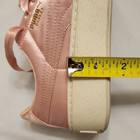 Puma Basket Pink Platform Satin Low Lace-up sneaker (w size 7.5)