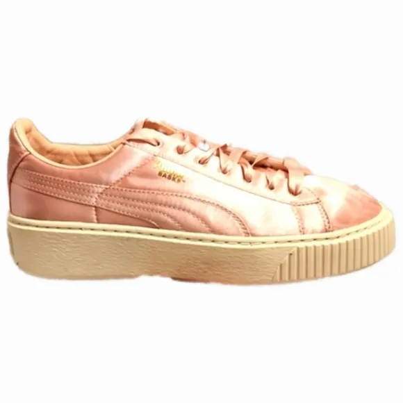 Puma Basket Pink Platform Satin Low Lace-up sneaker (w size 7.5)