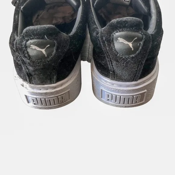 Puma Basket Platform Strap Velvet Rope Platform Sneakers Black Size 7