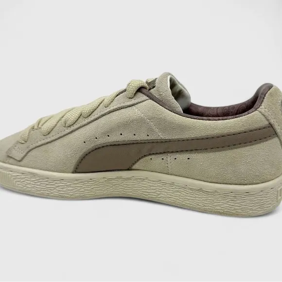 Puma Cream and Brown Suede Sneakers Classic Low-Top Design