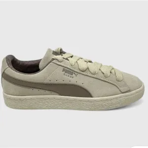 Puma Cream and Brown Suede Sneakers Classic Low-Top Design
