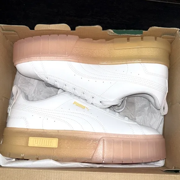 PUMA MAYZE BEACH DAYS PLATFORM SNEAKERS IN WHITE/FROSTY PINK SZ 9,11 NEW IN BOX!