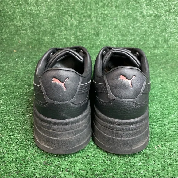 Puma Mayze Platform Womens Size 10 Black Leather Athletic Walking Shoes Sneakers