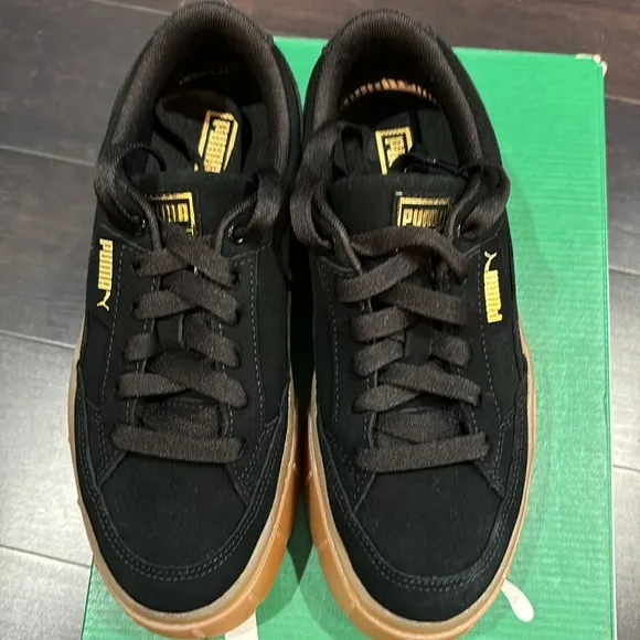 PUMA MAYZE STACK SOFT WINTER PLATFORM SUEDE SNEAKERS IN BLACK SZ 7.5 NEW IN BOX