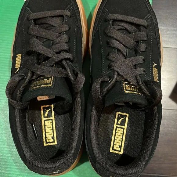 PUMA MAYZE STACK SOFT WINTER PLATFORM SUEDE SNEAKERS IN BLACK SZ 7.5 NEW IN BOX