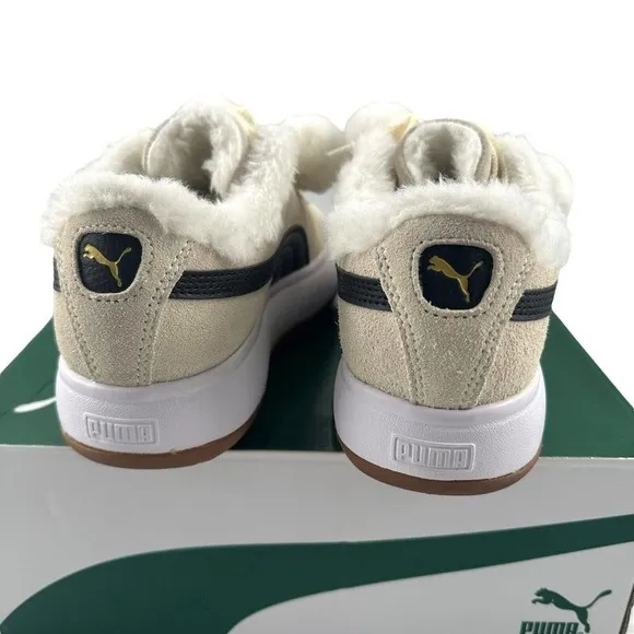 Puma Suede Mayu Faux fur Lined Whisper White Women Casual Platform Sneaker Sz 6