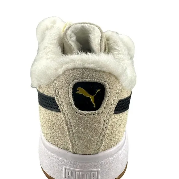 Puma Suede Mayu Faux fur Lined Whisper White Women Casual Platform Sneaker Sz 6