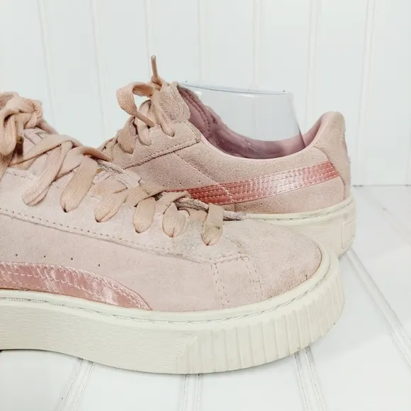 PUMA  Suede Mono Satin Platform Sneakers F310