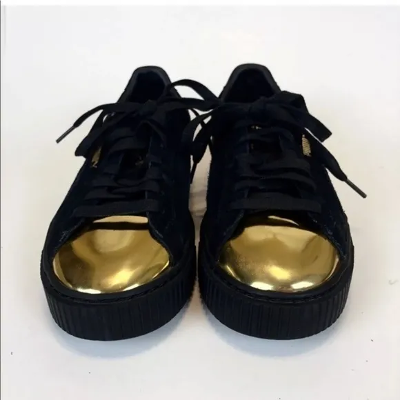 Puma Suede Platform‎ Sneakers Black With Gold Top