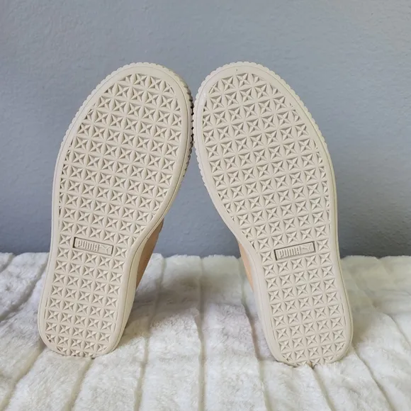PUMA // super soft natural birch leather velcro strap platform sneakers