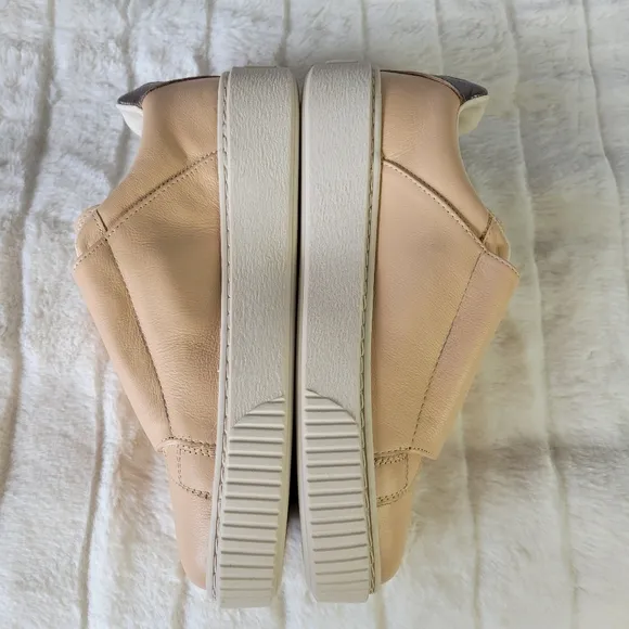 PUMA // super soft natural birch leather velcro strap platform sneakers