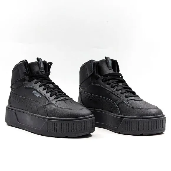 Puma Women Karmen Rebell Black Leather Festival Platform Top Sneakers size 8.5