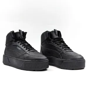 Puma Women Karmen Rebell Black Leather Festival Platform Top Sneakers size 8.5