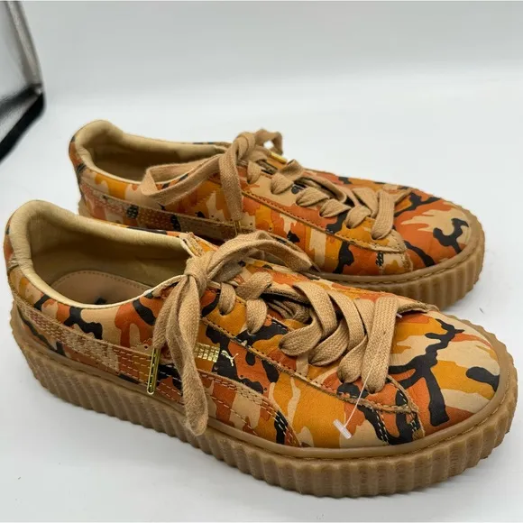 Puma x fenty creepers Rihanna orange camo platform leather sneakers women’s 7.5