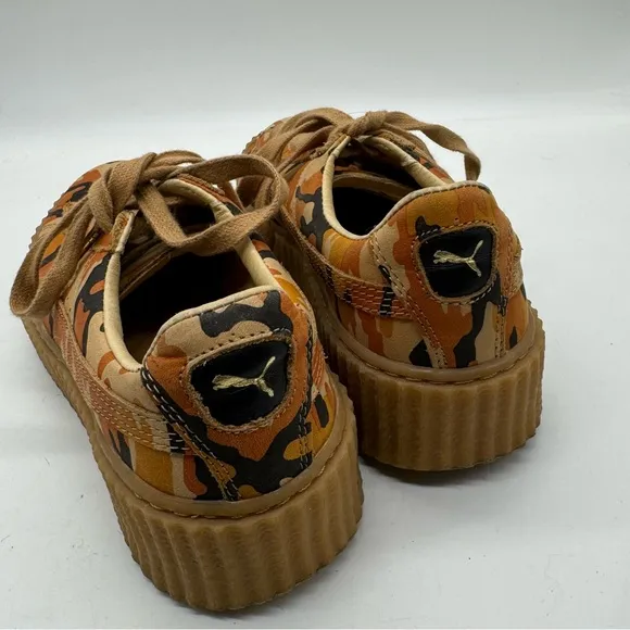 Puma x fenty creepers Rihanna orange camo platform leather sneakers women’s 7.5