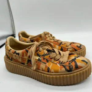 Puma x fenty creepers Rihanna orange camo platform leather sneakers women’s 7.5