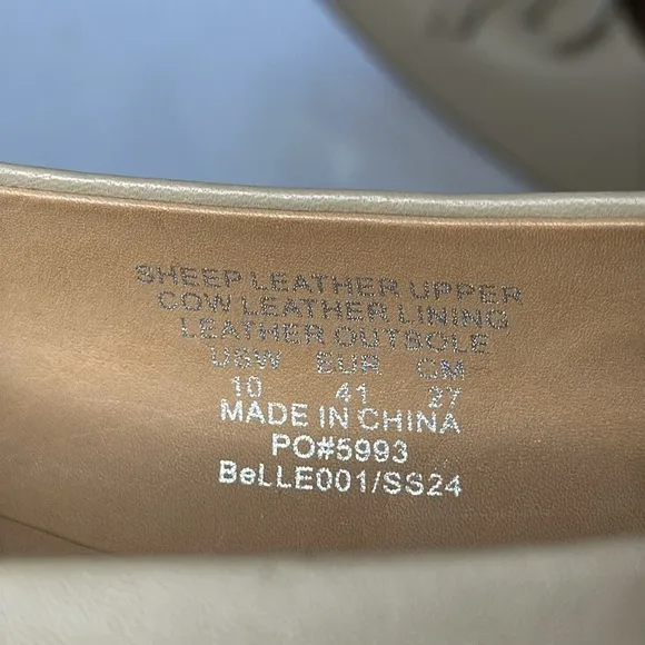 Quince Italian Leather Bow Pointed Women’s Flats Size 10 Color Almond