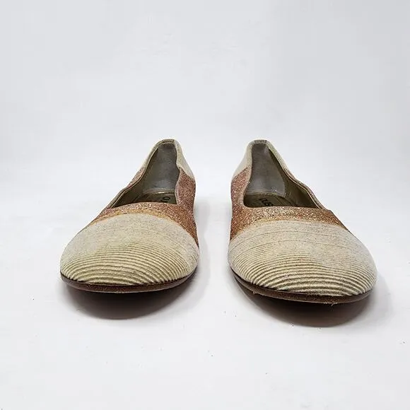 Quis Quis by Stefano Cavalleri Ballet Flats Girls EU39/US7 Cream &amp; Pink Glitter