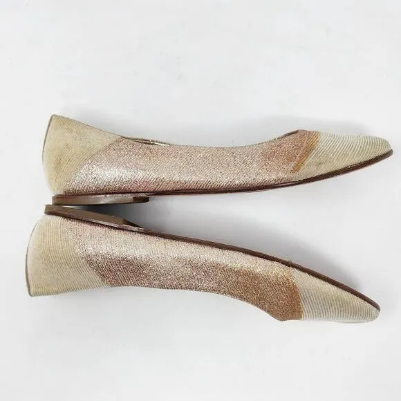 Quis Quis by Stefano Cavalleri Ballet Flats Girls EU39/US7 Cream &amp; Pink Glitter