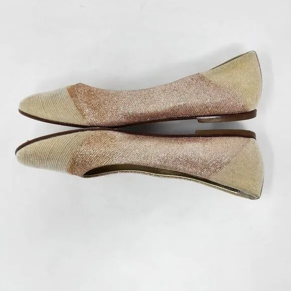 Quis Quis by Stefano Cavalleri Ballet Flats Girls EU39/US7 Cream &amp; Pink Glitter